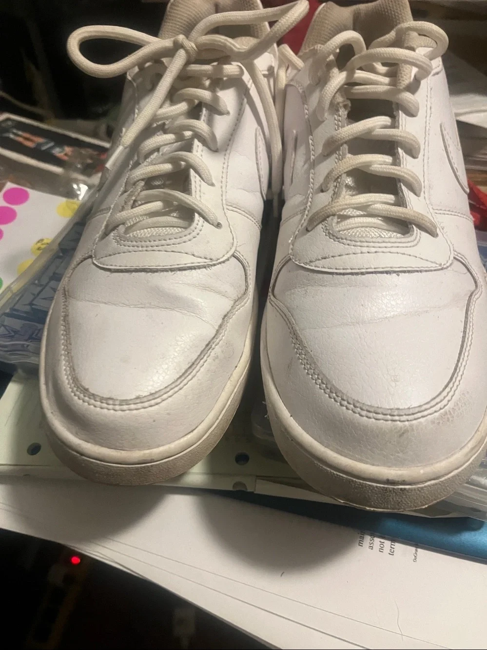 9.5 Nike White and Cream Men's Athletic Sneakers